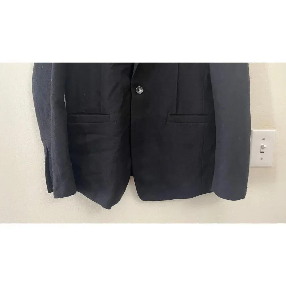 CROQUIS BLACK BOILED WOOL 1 BUTTON BLAZER - Picture 4 of 9